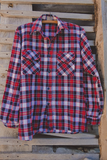 Red and Blue wool flannel