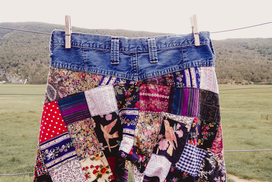 quilt patchwork bell bottom jeans