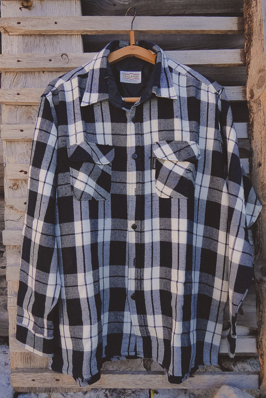 navy and cream flannel