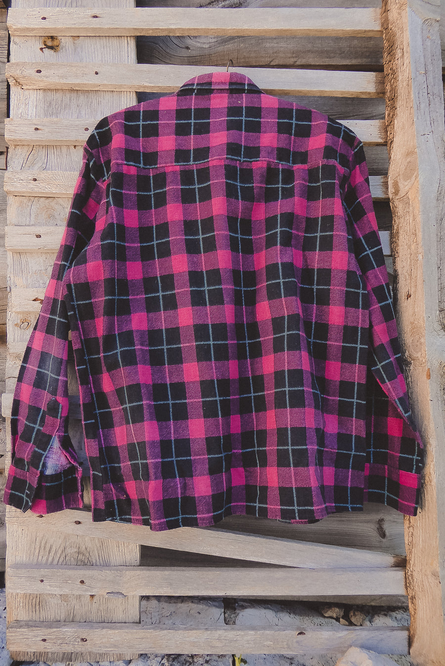 hot pink and black cotton flannel