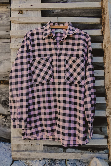 light pink and black cotton flannel